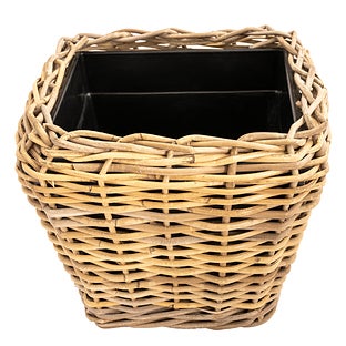 Round Belly Planter with Black Plastic Insert - Brown